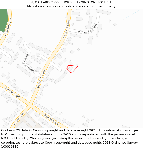 4, MALLARD CLOSE, HORDLE, LYMINGTON, SO41 0FH: Location map and indicative extent of plot