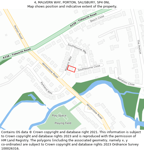 4, MALVERN WAY, PORTON, SALISBURY, SP4 0NL: Location map and indicative extent of plot