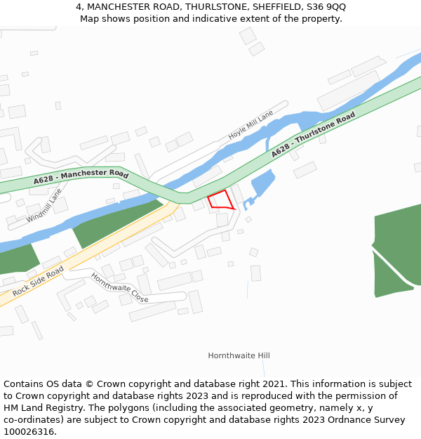 4, MANCHESTER ROAD, THURLSTONE, SHEFFIELD, S36 9QQ: Location map and indicative extent of plot