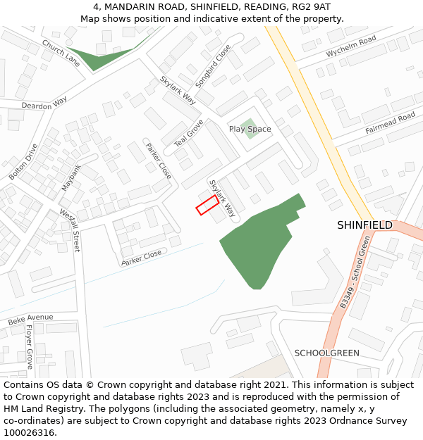 4, MANDARIN ROAD, SHINFIELD, READING, RG2 9AT: Location map and indicative extent of plot