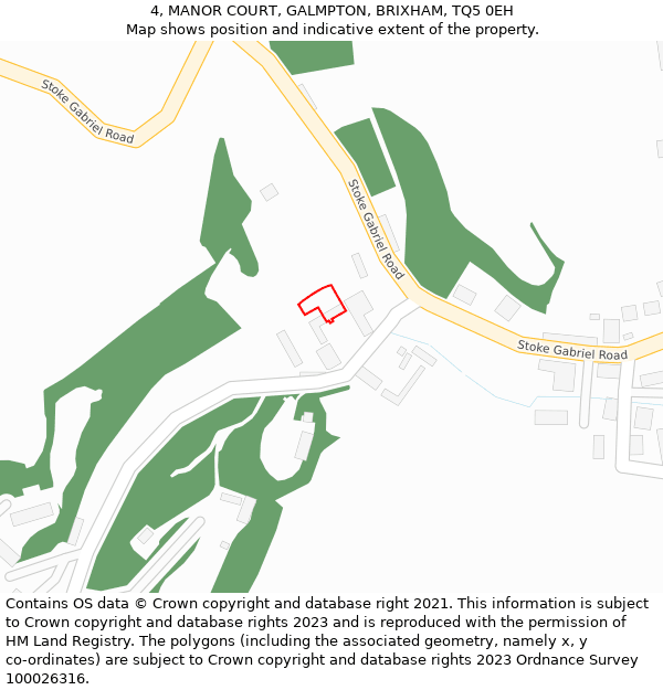 4, MANOR COURT, GALMPTON, BRIXHAM, TQ5 0EH: Location map and indicative extent of plot