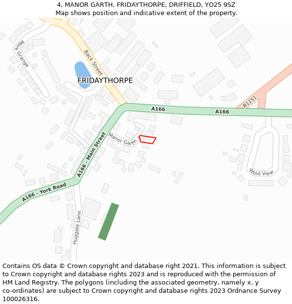 4, MANOR GARTH, FRIDAYTHORPE, DRIFFIELD, YO25 9SZ: Location map and indicative extent of plot