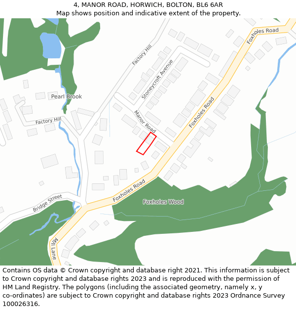 4, MANOR ROAD, HORWICH, BOLTON, BL6 6AR: Location map and indicative extent of plot