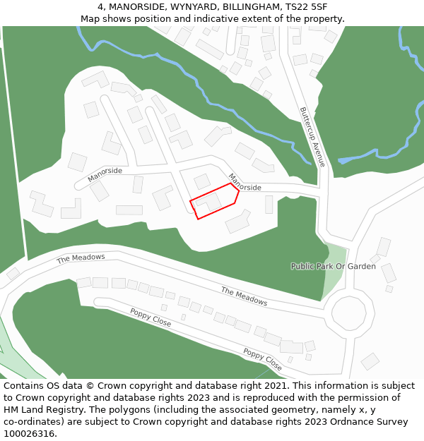 4, MANORSIDE, WYNYARD, BILLINGHAM, TS22 5SF: Location map and indicative extent of plot