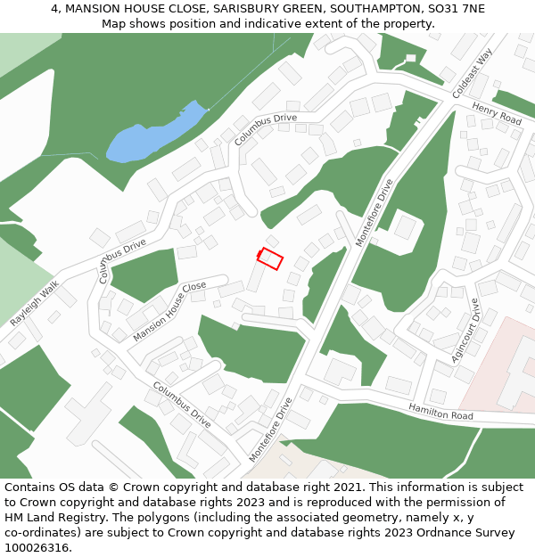 4, MANSION HOUSE CLOSE, SARISBURY GREEN, SOUTHAMPTON, SO31 7NE: Location map and indicative extent of plot