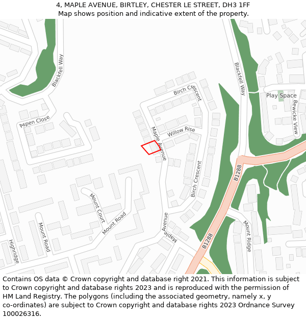 4, MAPLE AVENUE, BIRTLEY, CHESTER LE STREET, DH3 1FF: Location map and indicative extent of plot