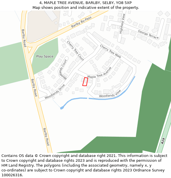 4, MAPLE TREE AVENUE, BARLBY, SELBY, YO8 5XP: Location map and indicative extent of plot