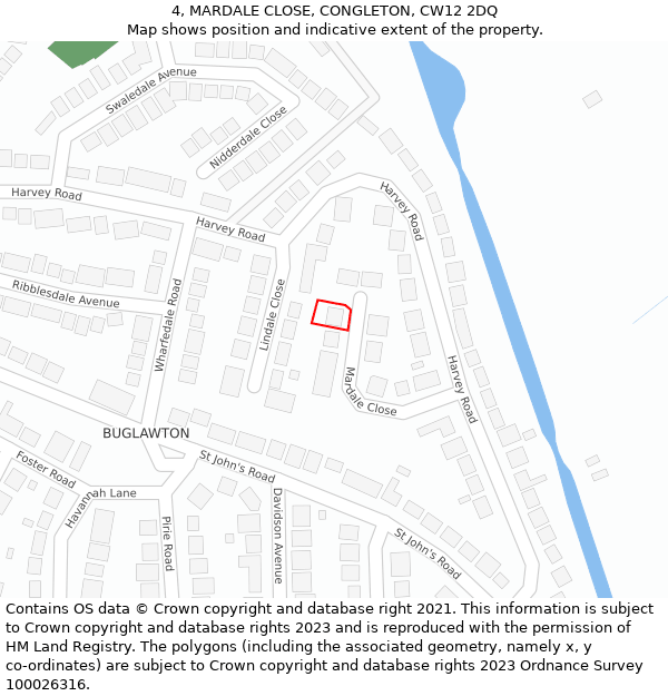 4, MARDALE CLOSE, CONGLETON, CW12 2DQ: Location map and indicative extent of plot