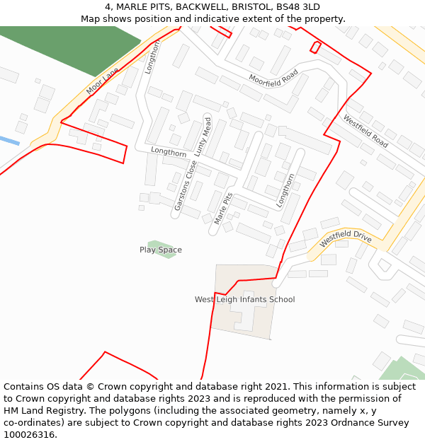 4, MARLE PITS, BACKWELL, BRISTOL, BS48 3LD: Location map and indicative extent of plot