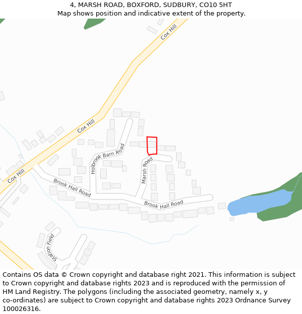 4, MARSH ROAD, BOXFORD, SUDBURY, CO10 5HT: Location map and indicative extent of plot