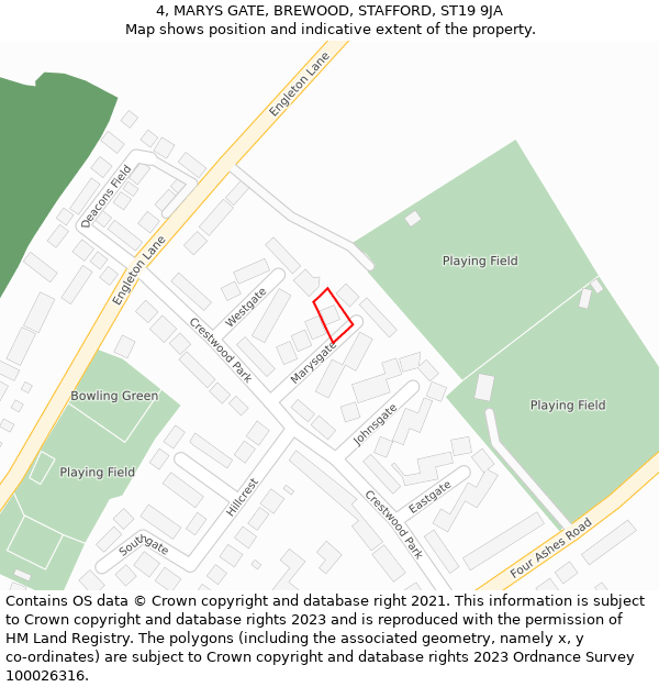 4, MARYS GATE, BREWOOD, STAFFORD, ST19 9JA: Location map and indicative extent of plot