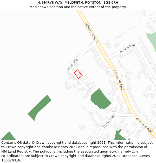 4, MARYS WAY, MELDRETH, ROYSTON, SG8 6RH: Location map and indicative extent of plot