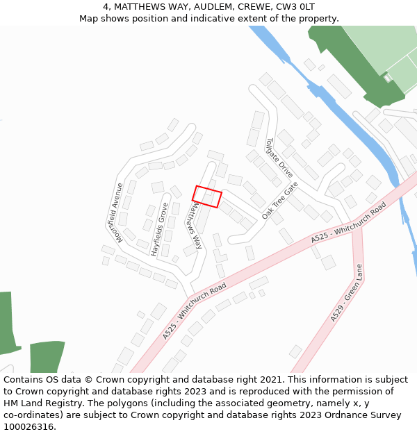 4, MATTHEWS WAY, AUDLEM, CREWE, CW3 0LT: Location map and indicative extent of plot