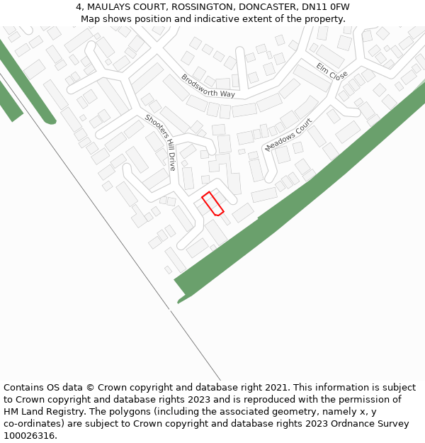 4, MAULAYS COURT, ROSSINGTON, DONCASTER, DN11 0FW: Location map and indicative extent of plot