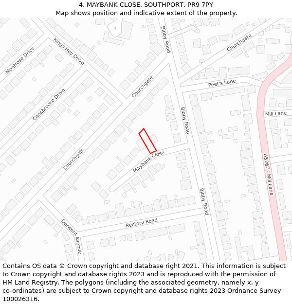 4, MAYBANK CLOSE, SOUTHPORT, PR9 7PY: Location map and indicative extent of plot