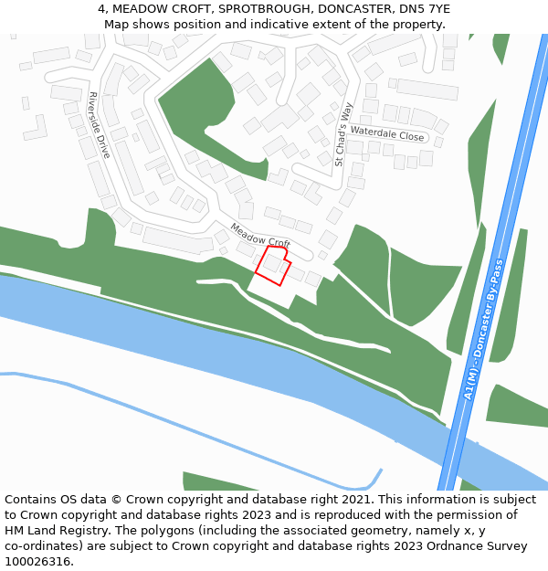 4, MEADOW CROFT, SPROTBROUGH, DONCASTER, DN5 7YE: Location map and indicative extent of plot