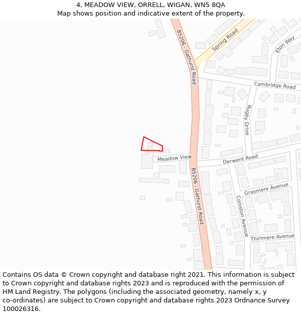 4, MEADOW VIEW, ORRELL, WIGAN, WN5 8QA: Location map and indicative extent of plot