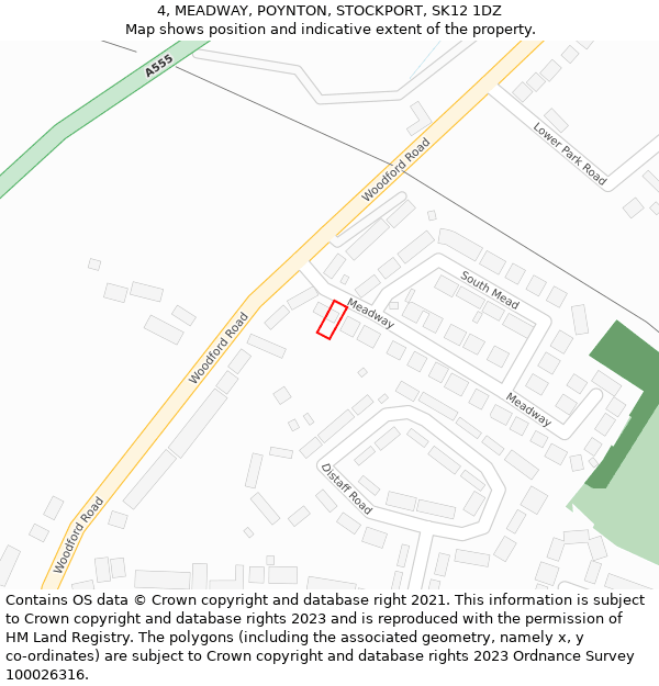 4, MEADWAY, POYNTON, STOCKPORT, SK12 1DZ: Location map and indicative extent of plot