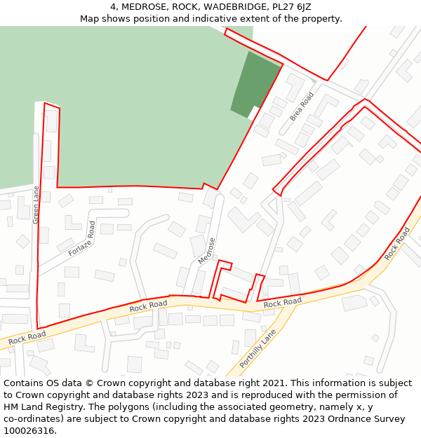4, MEDROSE, ROCK, WADEBRIDGE, PL27 6JZ: Location map and indicative extent of plot
