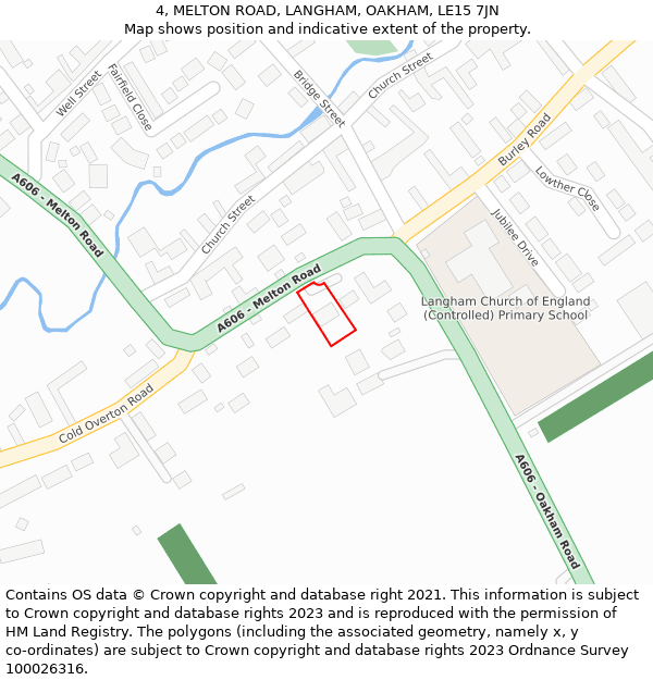 4, MELTON ROAD, LANGHAM, OAKHAM, LE15 7JN: Location map and indicative extent of plot