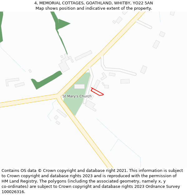 4, MEMORIAL COTTAGES, GOATHLAND, WHITBY, YO22 5AN: Location map and indicative extent of plot