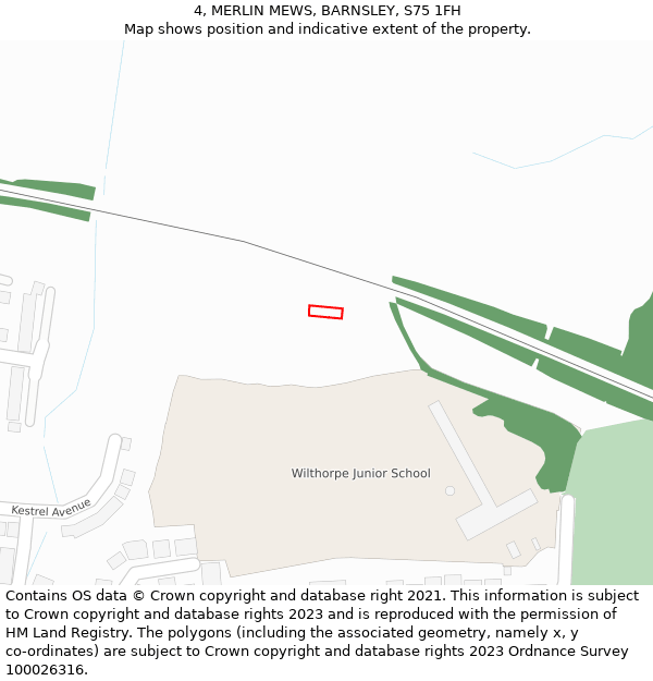 4, MERLIN MEWS, BARNSLEY, S75 1FH: Location map and indicative extent of plot