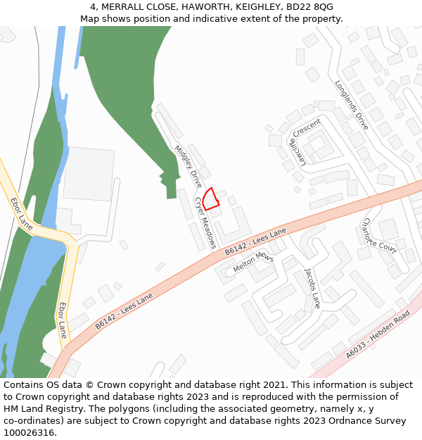 4, MERRALL CLOSE, HAWORTH, KEIGHLEY, BD22 8QG: Location map and indicative extent of plot