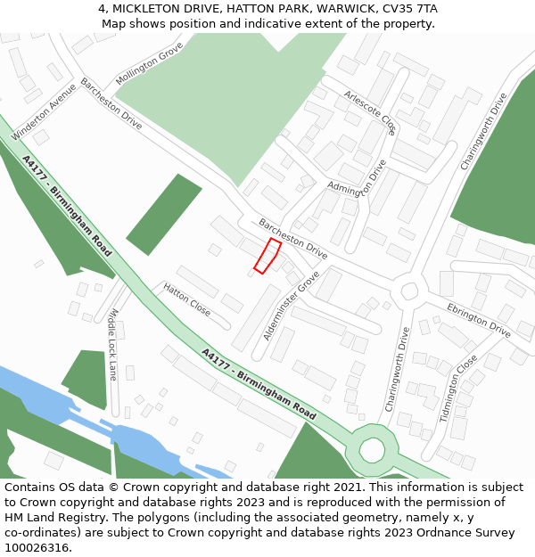 4, MICKLETON DRIVE, HATTON PARK, WARWICK, CV35 7TA: Location map and indicative extent of plot