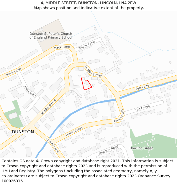 4, MIDDLE STREET, DUNSTON, LINCOLN, LN4 2EW: Location map and indicative extent of plot