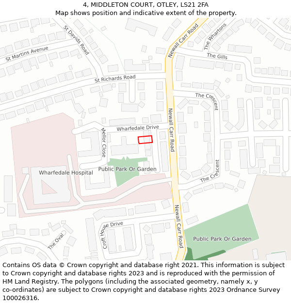 4, MIDDLETON COURT, OTLEY, LS21 2FA: Location map and indicative extent of plot