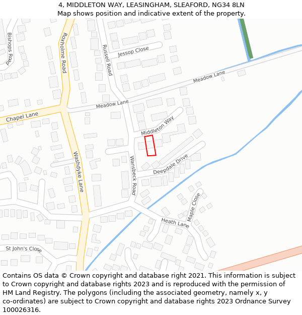 4, MIDDLETON WAY, LEASINGHAM, SLEAFORD, NG34 8LN: Location map and indicative extent of plot