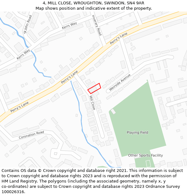 4, MILL CLOSE, WROUGHTON, SWINDON, SN4 9AR: Location map and indicative extent of plot