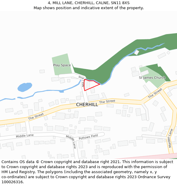 4, MILL LANE, CHERHILL, CALNE, SN11 8XS: Location map and indicative extent of plot