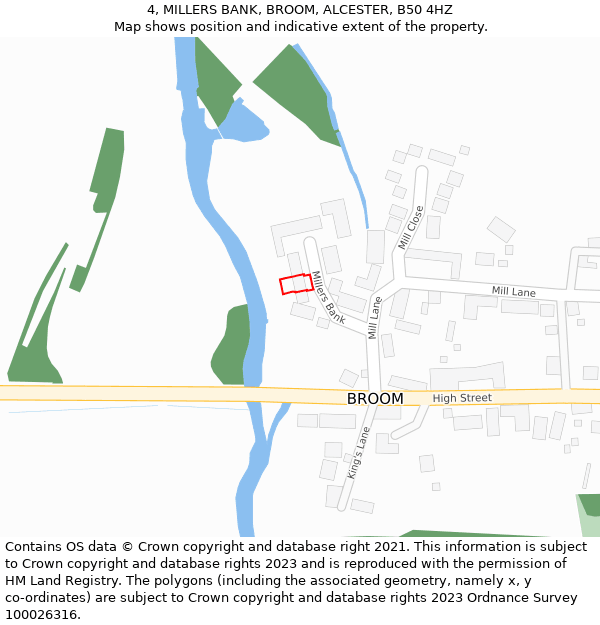 4, MILLERS BANK, BROOM, ALCESTER, B50 4HZ: Location map and indicative extent of plot