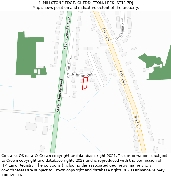 4, MILLSTONE EDGE, CHEDDLETON, LEEK, ST13 7DJ: Location map and indicative extent of plot