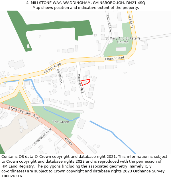 4, MILLSTONE WAY, WADDINGHAM, GAINSBOROUGH, DN21 4SQ: Location map and indicative extent of plot