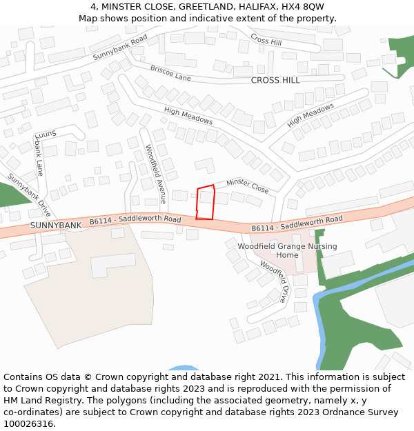 4, MINSTER CLOSE, GREETLAND, HALIFAX, HX4 8QW: Location map and indicative extent of plot