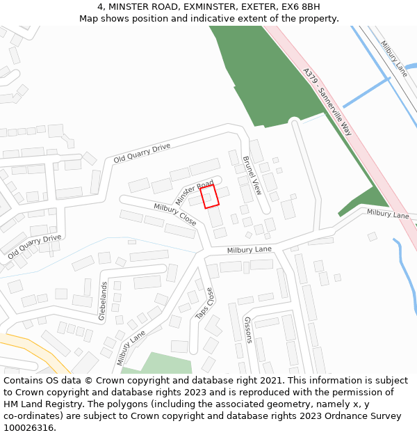 4, MINSTER ROAD, EXMINSTER, EXETER, EX6 8BH: Location map and indicative extent of plot