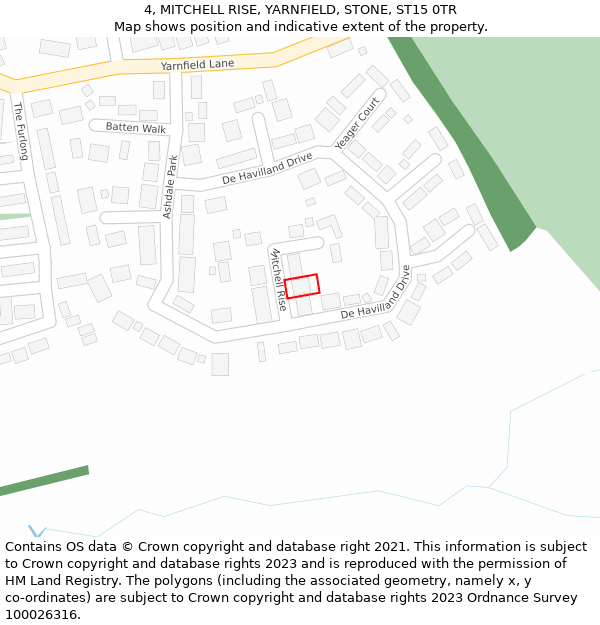 4, MITCHELL RISE, YARNFIELD, STONE, ST15 0TR: Location map and indicative extent of plot