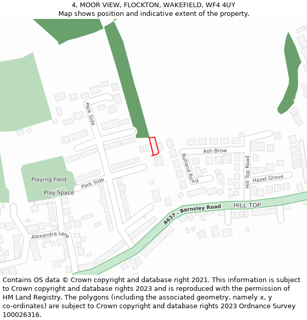 4, MOOR VIEW, FLOCKTON, WAKEFIELD, WF4 4UY: Location map and indicative extent of plot