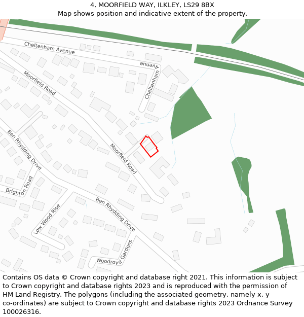 4, MOORFIELD WAY, ILKLEY, LS29 8BX: Location map and indicative extent of plot