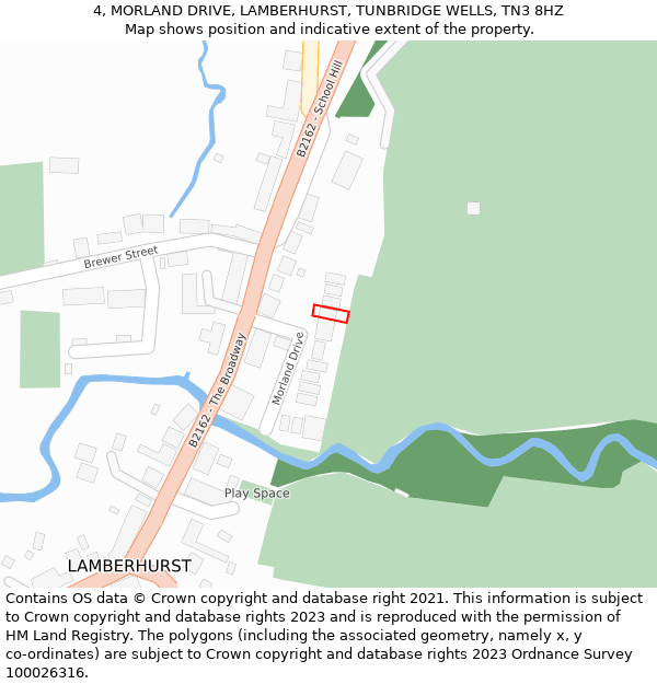 4, MORLAND DRIVE, LAMBERHURST, TUNBRIDGE WELLS, TN3 8HZ: Location map and indicative extent of plot