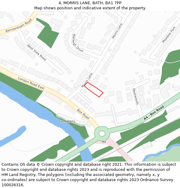 4, MORRIS LANE, BATH, BA1 7PP: Location map and indicative extent of plot