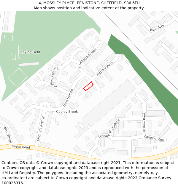 4, MOSSLEY PLACE, PENISTONE, SHEFFIELD, S36 6FH: Location map and indicative extent of plot
