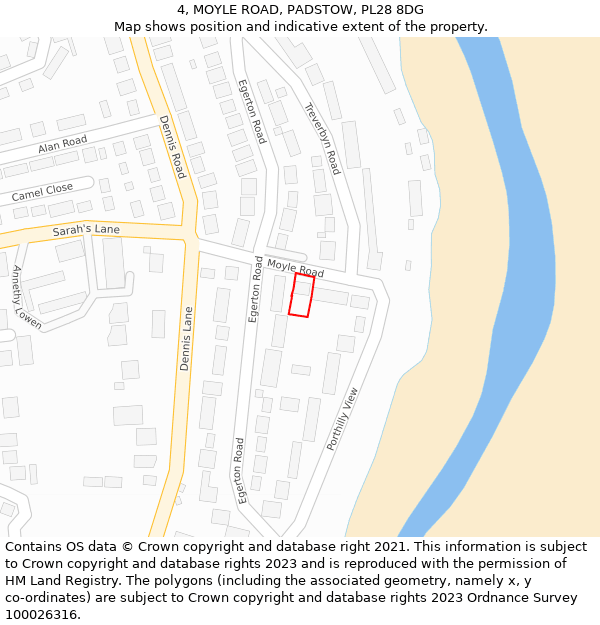 4, MOYLE ROAD, PADSTOW, PL28 8DG: Location map and indicative extent of plot