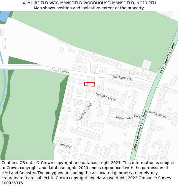 4, MUIRFIELD WAY, MANSFIELD WOODHOUSE, MANSFIELD, NG19 9EH: Location map and indicative extent of plot