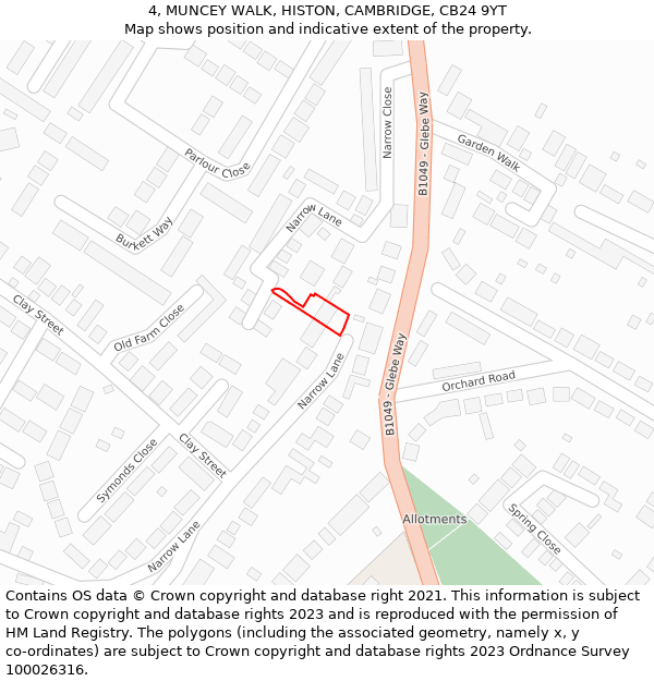 4, MUNCEY WALK, HISTON, CAMBRIDGE, CB24 9YT: Location map and indicative extent of plot