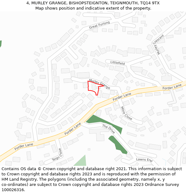 4, MURLEY GRANGE, BISHOPSTEIGNTON, TEIGNMOUTH, TQ14 9TX: Location map and indicative extent of plot