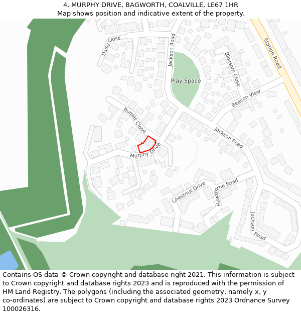 4, MURPHY DRIVE, BAGWORTH, COALVILLE, LE67 1HR: Location map and indicative extent of plot
