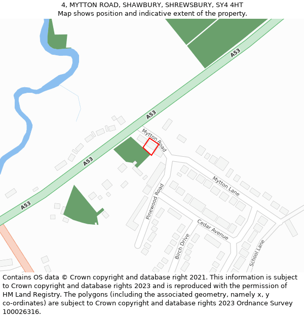 4, MYTTON ROAD, SHAWBURY, SHREWSBURY, SY4 4HT: Location map and indicative extent of plot